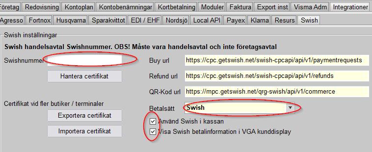 Ange Ert Swishnummer ni erhållt från Er bank. Det måste vara numret som är kopplat till Ert Swish handelsavtal!