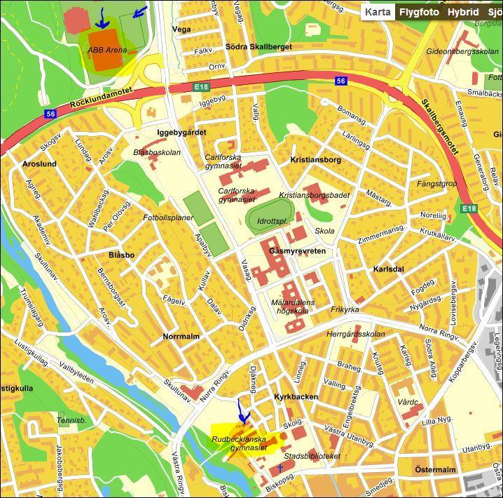 FÖRLÄGGNING Bilaga 1 Rudbeckianska skolan. Kontaktperson Ulrica Wrethman mob. 070-33 66 043 Från E18 tag avfart Rocklundamotet. Kör in mot centrum på Vasagatan.