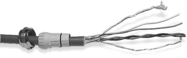 Lägg kabeln i skyddsröret Klart (utför inte avskärmningsprocedur en) NPT Packboxtyp M20 1. Skala av 115 mm av kabelmanteln. 2. Avlägsna den genomskinliga lindningen och fyllnadsmaterialet. 3.