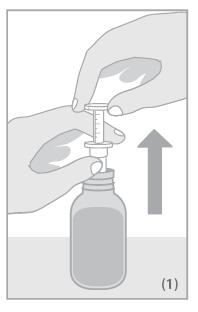 Instruktion för användning till 10 ml doseringsspruta Öppna flaskan.