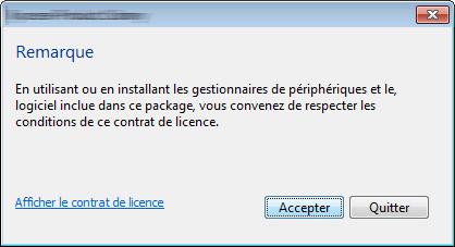 Envoi de fax à partir d'un ordinateur > Paramétrage Installation du pilote de fax La procédure pour installer le pilote de fax est décrite ci-après. (les écrans de Windows 7 sont illustrés).