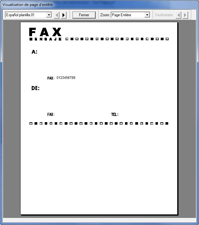 Envoi de fax à partir d'un ordinateur > Transmission de base 4 Vérifier le contenu de la page de couverture. Cliquer sur le bouton [Visualisation]. Un aperçu du modèle sélectionné s'affiche.