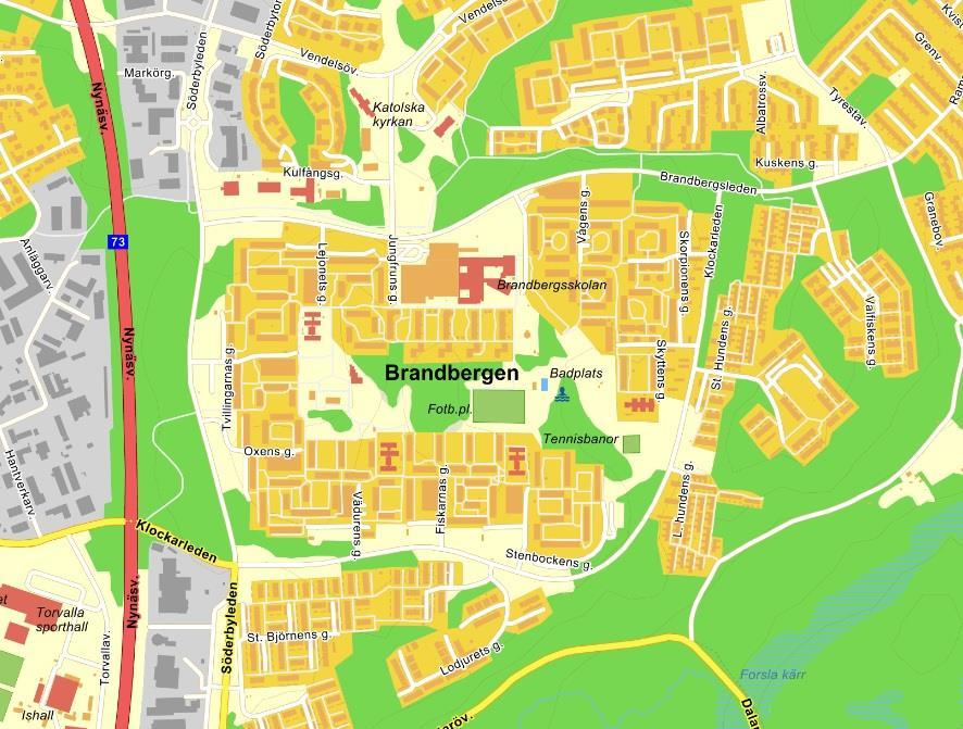 1. Inledning 1.1 Bakgrund och syfte Ny bebyggelse ska uppföras på ett område som i nuläget består av en parkeringsplats och en lastkaj längs Brandbergsleden i Brandbergen Centrum, Haninge kommun.
