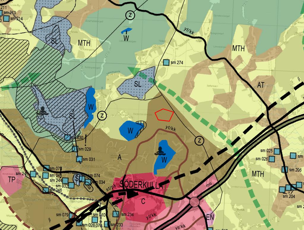 Voimassa olevat kaavamääräykset / Gällande landskapsplaner Taajamatoimintojen alue / Område för tätortsfunktioner Kyläalue / Byområde Keskustatoimintojen alue / Område för centrumfunktioner