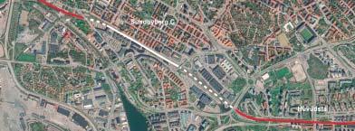 5.4.1.3 Sundbyberg: Alternativ utformning C. Tunnel med täckt station I denna alternativa utformning förläggs även stationen under mark, se Figur 13. Det innebär att tunnelns totala längd blir 1100 m.