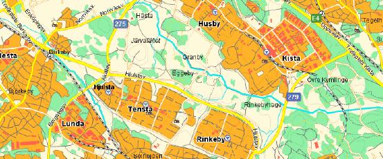 Kista och Järvafältet passeras i en ca 6 km lång bergtunnel se Figur 15. Banans stigning blir så brant att tung godstrafik inte kan trafikera sträckan (lutning ca 25 ).