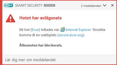 Skydd av ﬁlsystemet i realtid Webbåtkomstskydd Skydd av e-postklient Genomsökning av datorn på begäran Var och en använder standardrensningsnivån och försöker att rensa ﬁler och ﬂytta den till