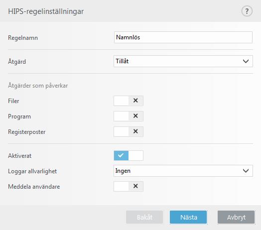 9. Klicka på Slutför för att spara den nya regeln. Lägg till program-/registersökväg för HIPS Välj en ﬁlsökväg till ett program genom att klicka på alternativet Välj ﬁl.