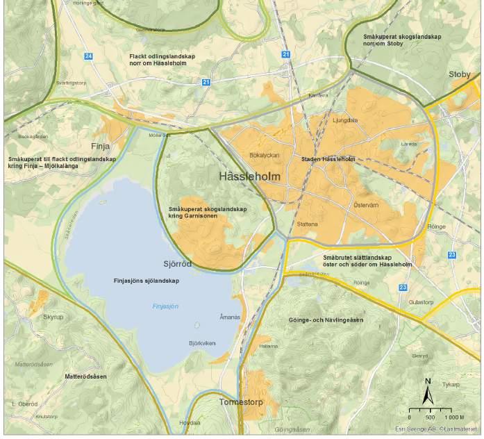 8 Hässleholm med omgivning Hässleholm ligger inom den regionala landskapstypen mosaiklandskap.