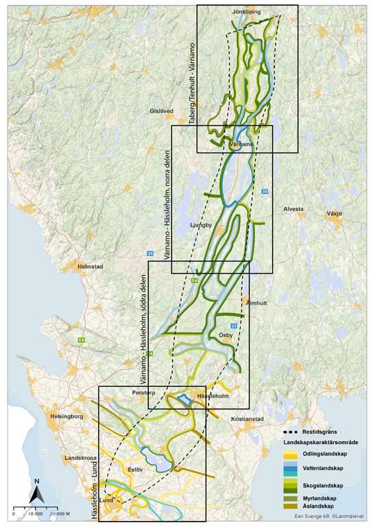 3.8 Landskapskaraktärsområden I följande kapitel beskrivs de karaktärsområden som har identifierats mellan Taberg/Tenhult Lund.