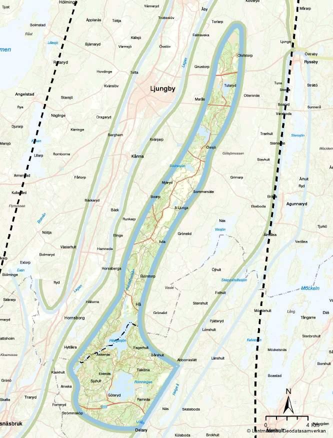 5.9 Tutaryd-Södra Ljungas dalgång 5.9.1 Karaktär, funktioner och utvecklingstendenser Tutaryd-Södra Ljungas dalgång är fortsättningen av Helge ås västra gren.