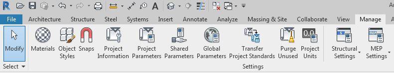 6. Klicka på Project Parameters under Managefliken.