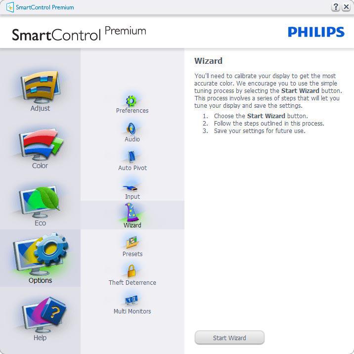 3.5 Philips SmartControl Premium Det nya SmartControl Premium programmet från Phillips låter dig kontrollera din monitor via ett lättanvänt grafiskt gränssnitt.