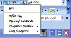 Alternativ för namnlist Desktop partition (Skrivbordsuppdelning) kan öppnas från namnlisten i det aktiva fönstret.