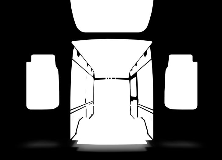 monteringsmaterial bott vario innergolv Alternativ beklädnad: vario protect-cargo Träkomposit (Tjocklek: 4 mm), ljusgrå (RAL 7035) vario protect-plus Aluminium, extremt slagtålig med perfo hålbild