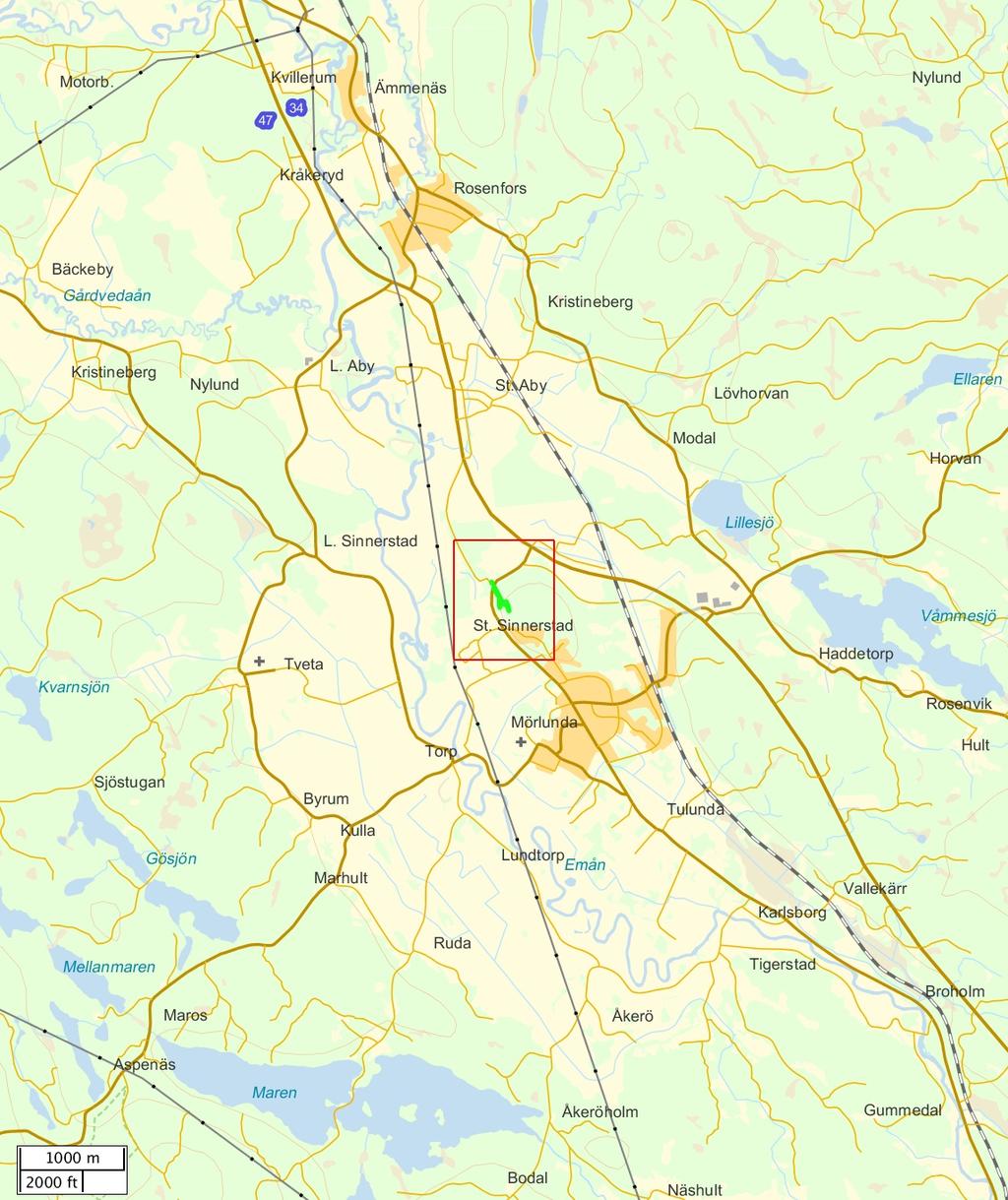 Traktdirektiv 15-- 21:36 Stora Sinnerstad 2: Hushållningssällskapet Kal-Kro-Ble Översiktskarta