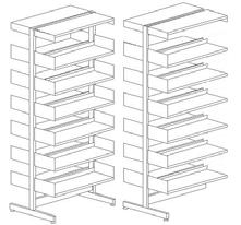 et hyllplan är beräknat efter optimal placering av skönlitteratur. En startsektion levereras med en vänster och en höger konsol per hyllplan.