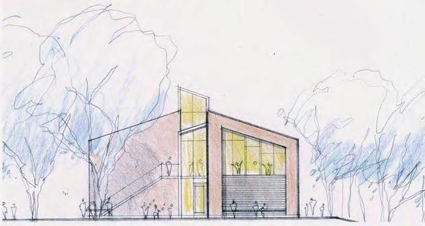 Förtätning inom parkmiljö Katolska skolans tillbyggnad görs i direkt anslutning till befintliga skollokaler.
