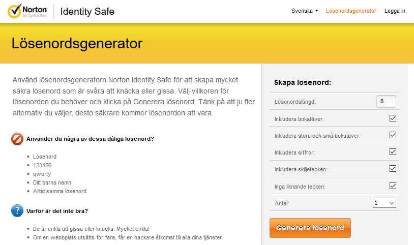 Några lösenordsgeneratorer https://identitysafe.