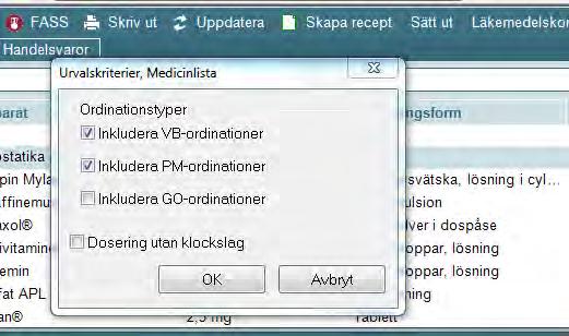 Utskrift av läkemedelslista från Melior 1. Läkemedelslista ska lämnas till patient vid utskrivning 2.