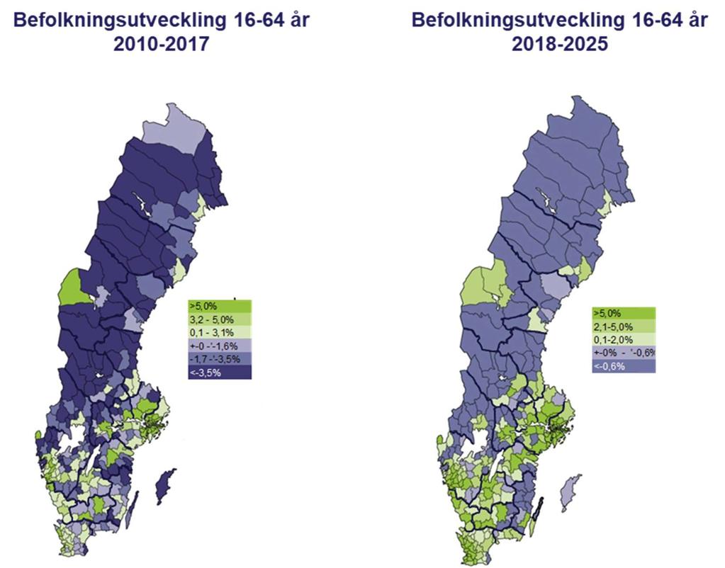 Bilaga 3 Karta befolkningsutveckling 16-64 år 2018-2025 Bilaga 4 Arbetslösheten sammansättning Inskrivna arbetslösa 16-64 år som andel av registerbaserad arbetskraft i respektive grupp, genomsnitt av