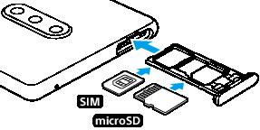 Sätta i ett nano-sim-kort och ett minneskort Klipp inte i ditt SIM-kort, då detta kan skada enheten. 1 Dra ut SIM-korthållaren.