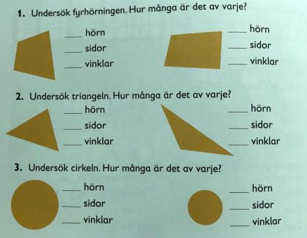 triangeln kontrasteras med hjälp av andra geometriska figurer, så varieras även triangeln genom generalisering. Eleven får till en början erfara trianglar i olika representationer i en faktaruta.