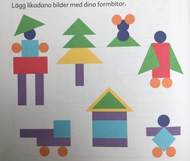 I läroboken Lyckotal 1b tillkommer konkret material. Dessa utklippta materiella bilder på geometriska figurer, syftar till att användas i flera uppgifter som är utformade för praktiskt arbete.