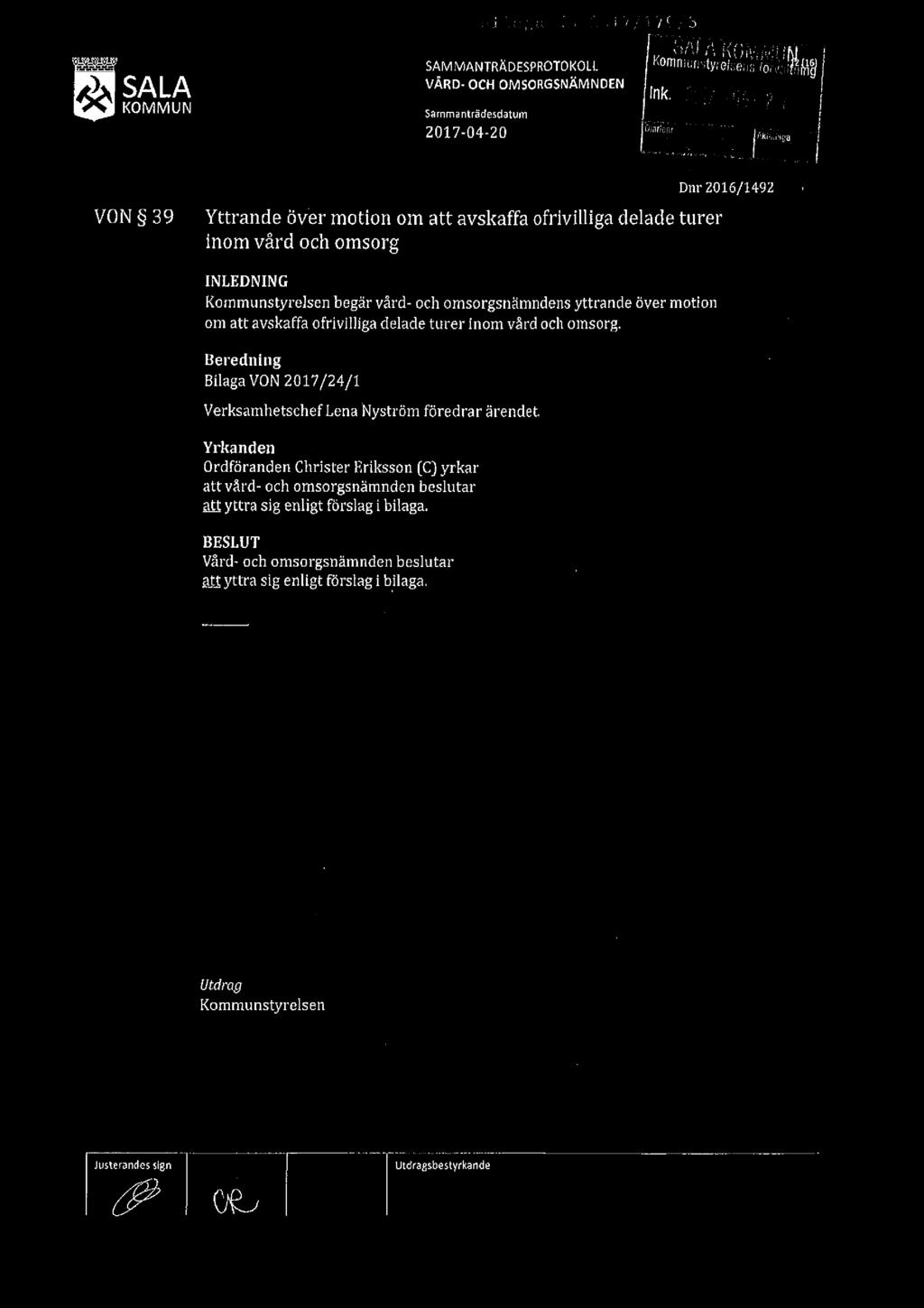 oj L;_<.;;:1 in I": 'r',f l 7" "u mmmme \ mmunstyrelsens m.usdiåw SA MANTRÄDESPROTOKOLL SA LA VÄRD-OCHOMSORGSNÄMNDEN,, _.T ü Ink.» 'j[:,.