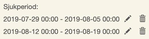 o.m. 2019-07-28. Klicka på Spara för att lägga till sjukperioden. När en sjukperiod skapas ändras alla pass mellan de valda datumen och tiderna till sjuk.