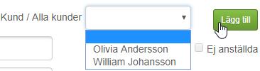 Det schema som visas här är det aktuella och repeteras under angiven period. Du kan filtrera schemat efter kund. Om inget schema visas har inget aktivt grundschema lagts in.