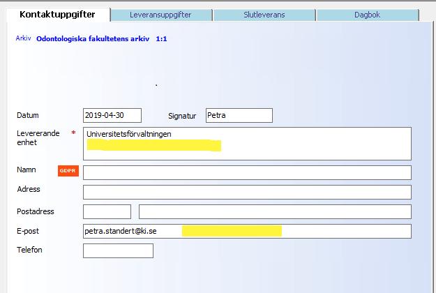 I leveransmodulen finns det många fält för information men KI använder inte alla dessa fält.