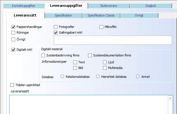 Under fliken Kontaktuppgifter räcker det med att fylla i levererande enhet och emailadressen.