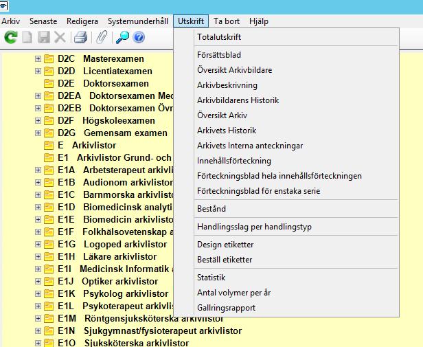 Välj Utskrift i menyraden och välj Beställ etiketter.