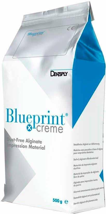 Dentsply Blueprint Xcreme Dammfritt alginat utan färgskiftning.