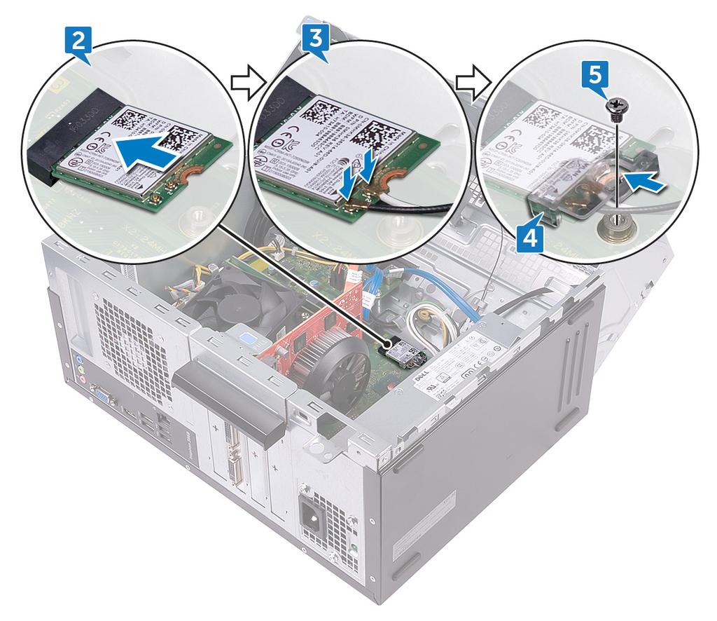 5 Sätt tillbaka skruven (M2xL3,5) som håller fast det trådlösa kortet i moderkortet.
