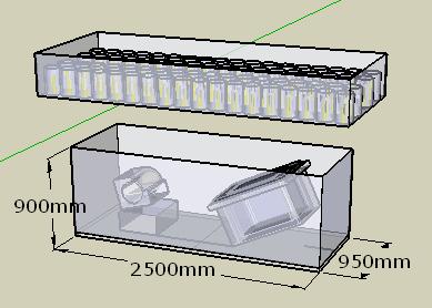 Figure 16b: The placement of the fan and the box for the convection test. The setting of the experiment was otherwise the same as in experiment 4a.