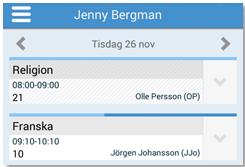 Observera att åtkomst av information i mobilappen är beroende på inställningar för respektive skola, kontakta din skola för mer information.