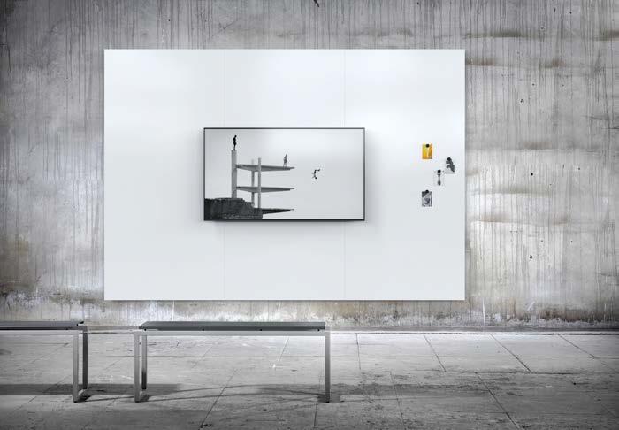 Skrivtavlor - Whiteboard Air TV whiteboard Skrivtavla med vita fasade kanter istället för en traditionell ram, förberedd för upphängning av TV-skärm.