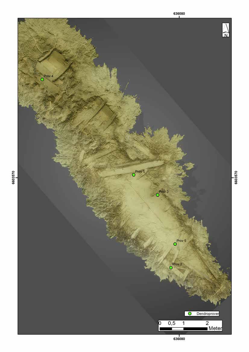 SJÖHISTORISKA MUSEET 2019:8 2. 3D-fotogrammetri i plan FIGUR 15. 3D-fotogrammetri i plan av fartygslämningen L2019:802: Foto: Jim Hansson, Statens maritima och transporthistoriska museer.