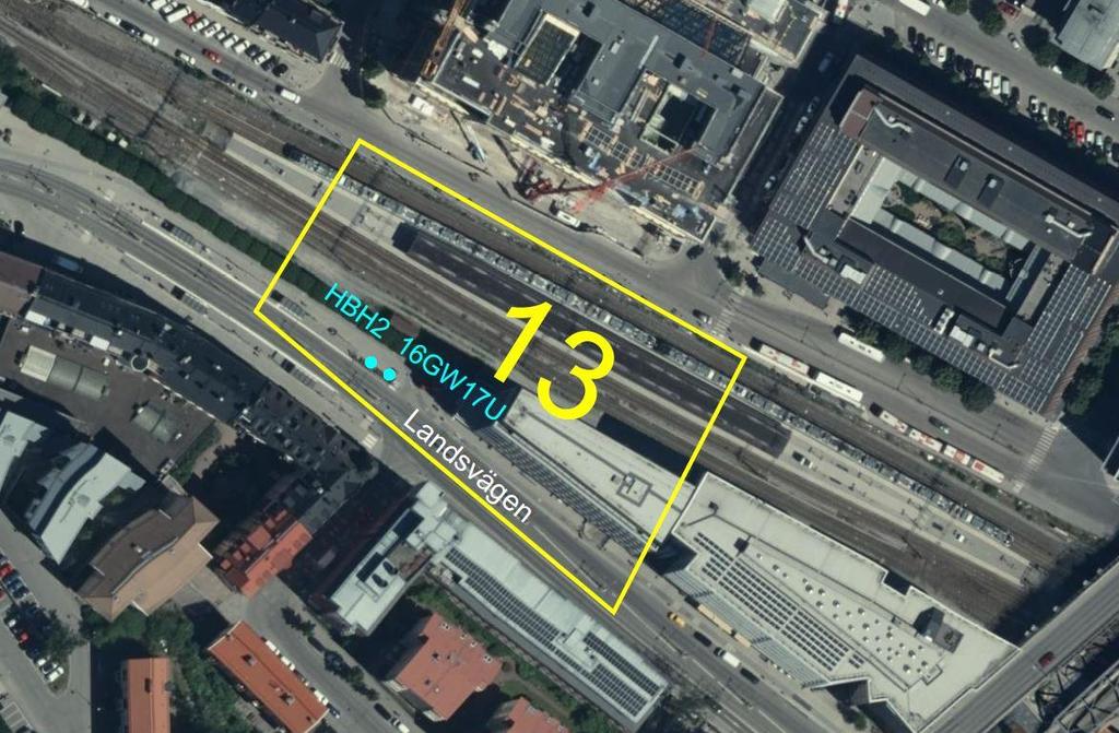 3.13 Delområde 13 Delområde 13 ligger söder om järnvägsgatan, norr om en Landsvägen, se Figur 14.