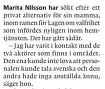 Artikel i GP 27/1 3.6.1 Omsorgspersonalen kompetens Minst 60 procent av den arbetade tiden ska utföras av omsorgspersonal med godkänd omvårdnadsutbildning enligt bifogad förteckning (bilaga 4).
