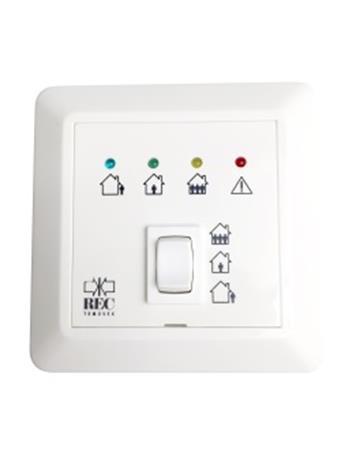 Q100543) Enkel fjärrpanel för lätt aktivering av normalläge, minläge (ECO) samt forcerat läge. Även eventuella larm (röd lysdiod) indikeras på panelen. Fjärrpanel 3-läges Fjärrpanel Med display (art.
