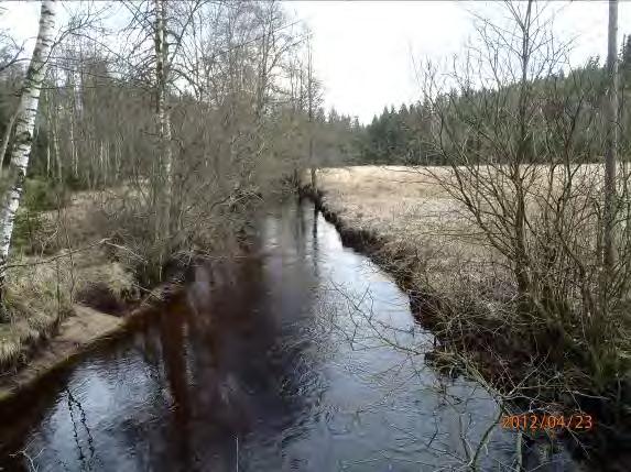 En fin men kort bäck (nr 8) samt ett dike rinner in på sträckans högra sida. Bron består av tre cementtrummor. Lokalnamn: Sträcka 9.