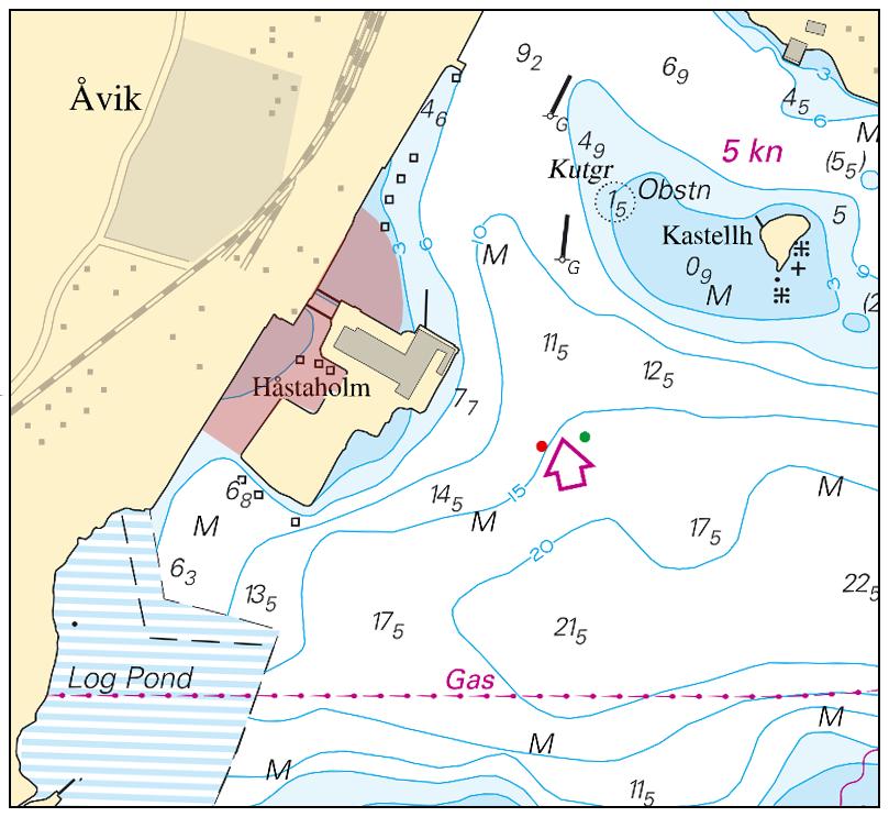 2019-08-08 5 Nr 767 Sjöfartsverket. Publ. 6 augusti 2019 * 14212 (T) Sjökort: 532 Sverige. Bottenhavet. Hudiksvall. Håstaholm. Arbetsområde. Muddring. Tid: 7 augusti - 21 december 2019.