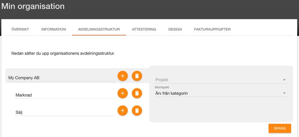 1. Hur sätter jag upp attestfunktionen? 1.1. Attestering av en person Gå in under Min organisation och sedan Attestering Aktivera attestering och sätt en standardgodkännare.