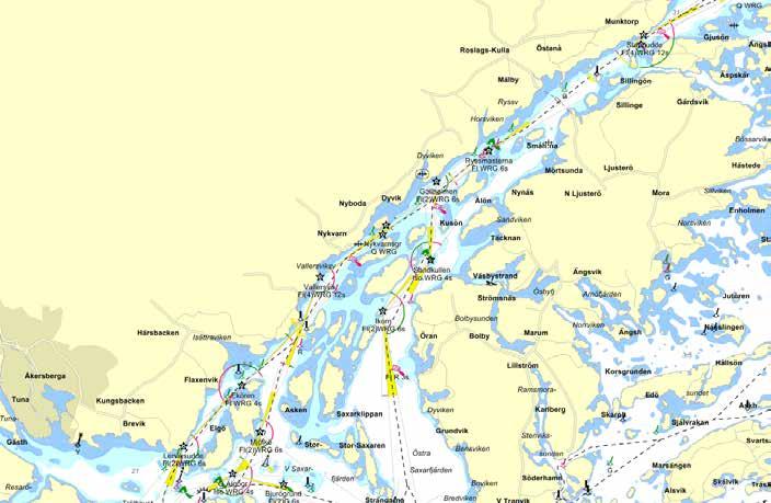 Bansträckning Start och mål utanför Dyviks gamla ångbåtsbrygga.