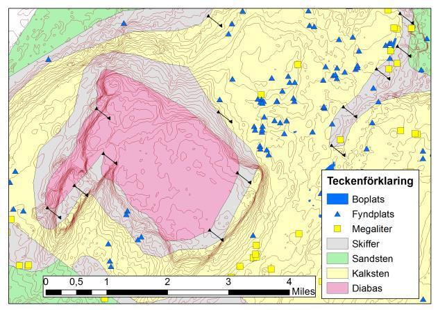 Figur Figur 3: Felet 3: Felet i berggrundslagret i berggrunden lager jämtemot jämtemot höjdberäkningar på Mösseberg.