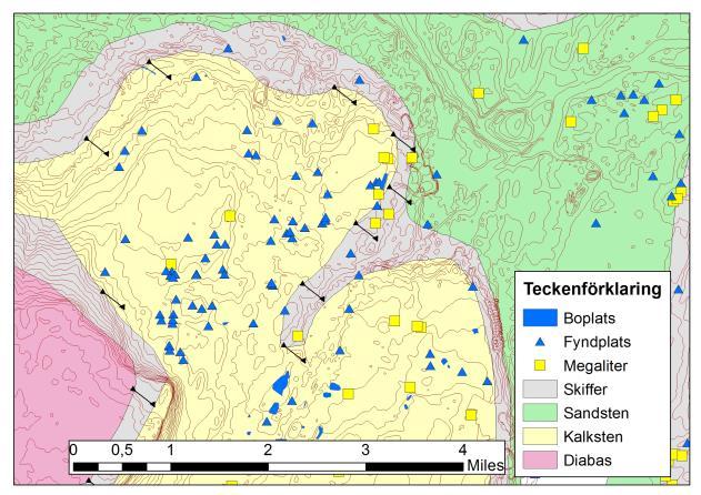 felberäkningar. på 450 meter. SGU Lantmäteriet Figur Figur 3: 4: Felet Felet i berggrundslagret i berggrunden lager jämtemot jämtemot höjdberäkningar i Rössberga.