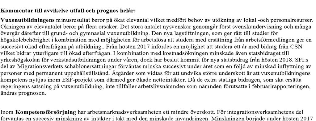 Arbetslivsnämnden Intern rapportering, belopp i tkr Period: jan-mars 2018 Prognos helår Utfall Denna